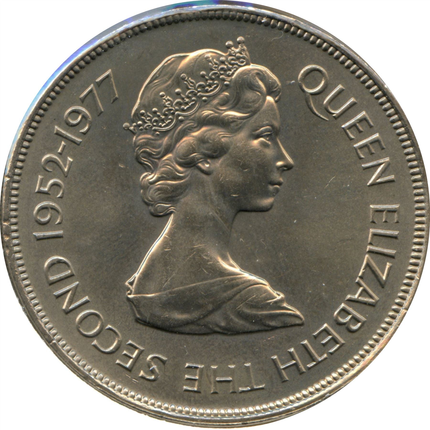 Jersey 25 Pence Coin | Queen Elizabeth II | Silver Jubilee | Gorey Harbour | Mont Orgueil Castle | KM44 | 1977