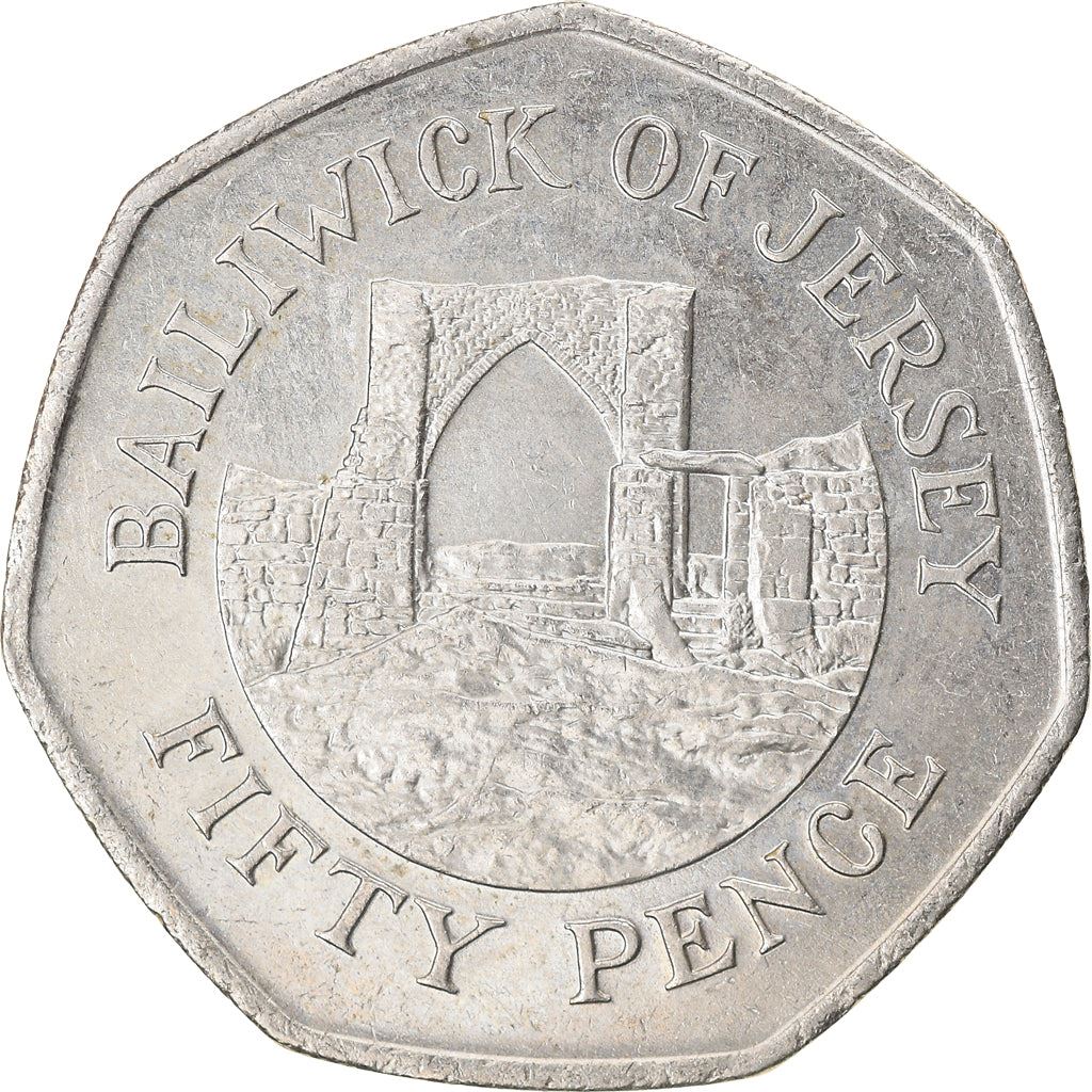 Jersey 50 Pence Coin | Queen Elizabeth II | Grosnez Castle | KM58.2 | 1997