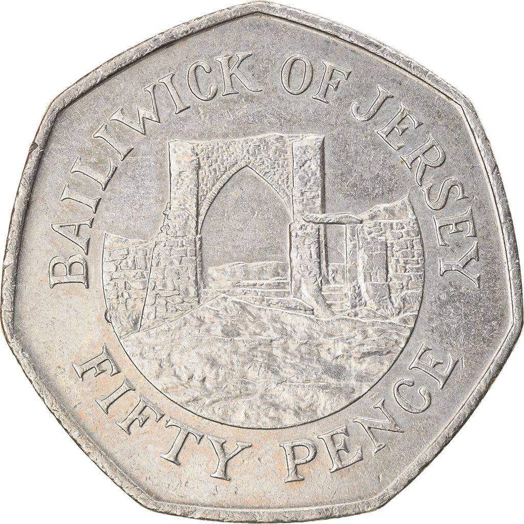 Jersey 50 Pence Coin | Queen Elizabeth II | Grosnez Castle | KM58.2 | 1997