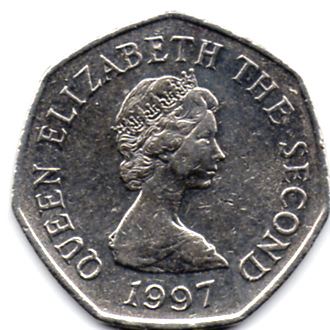 Jersey 50 Pence Coin | Queen Elizabeth II | Grosnez Castle | KM58.2 | 1997