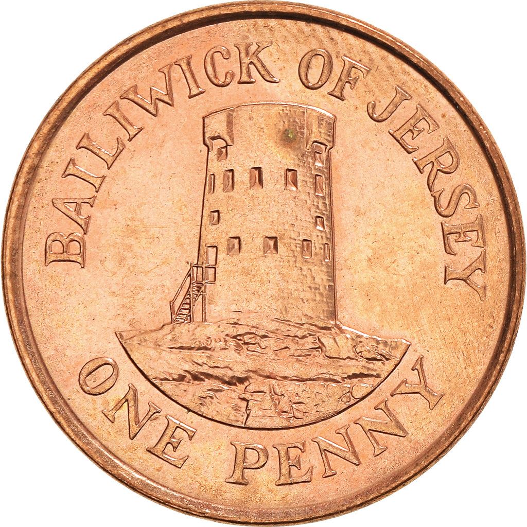 Jersey Coin Islander 1 Penny | Queen Elizabeth II | Le Hocq Watch Tower | KM54b | 1994 - 1997