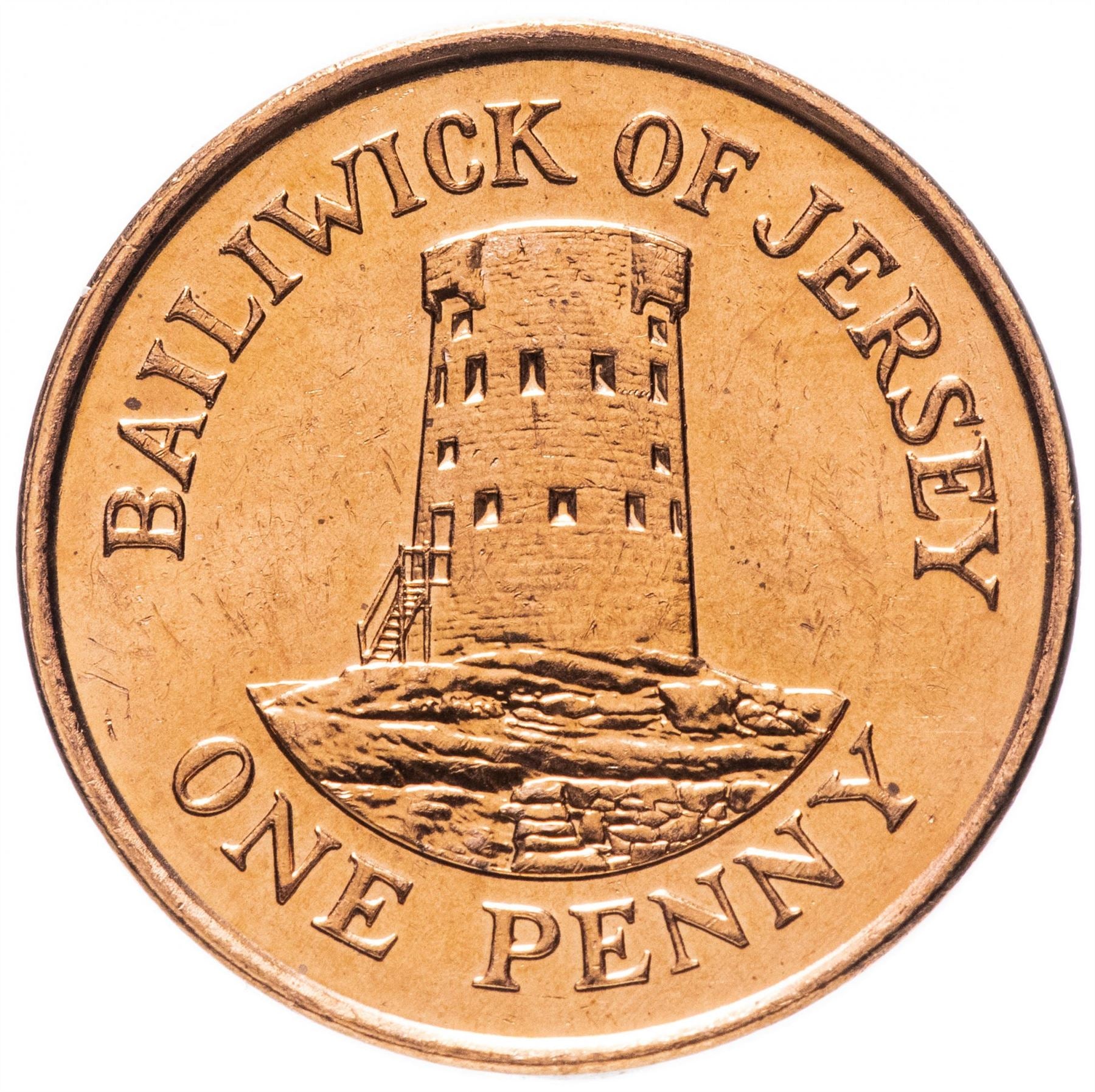 Jersey Coin Islander 1 Penny | Queen Elizabeth II | Le Hocq Watch Tower | KM54b | 1994 - 1997