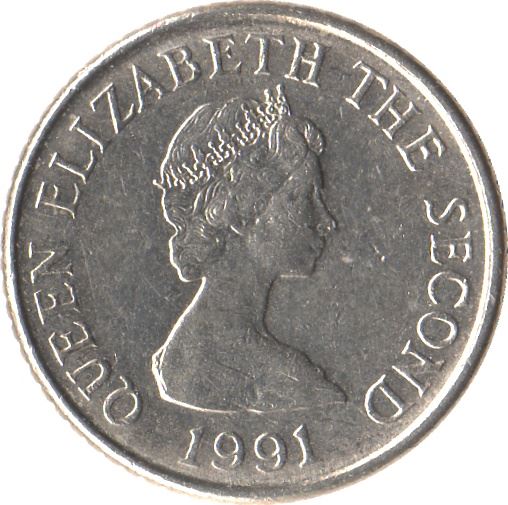 Jersey Coin Islander 5 Pence | Queen Elizabeth II | Seymour Tower | KM56.2 | 1990 - 1997