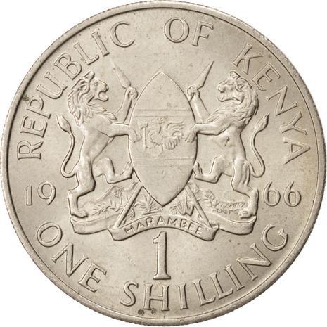 Kenya 1 Shilling | Jomo Kenyatta 1963 - 1978 Coin | KM5 | 1966 - 1968