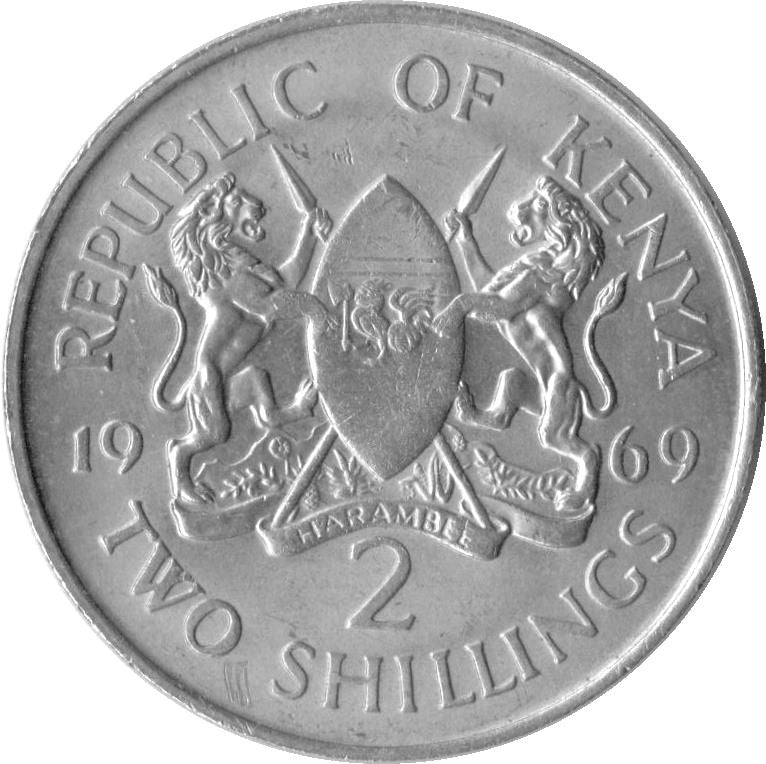 Kenya | 2 Shillings Coin | KM15 | 1969 - 1973