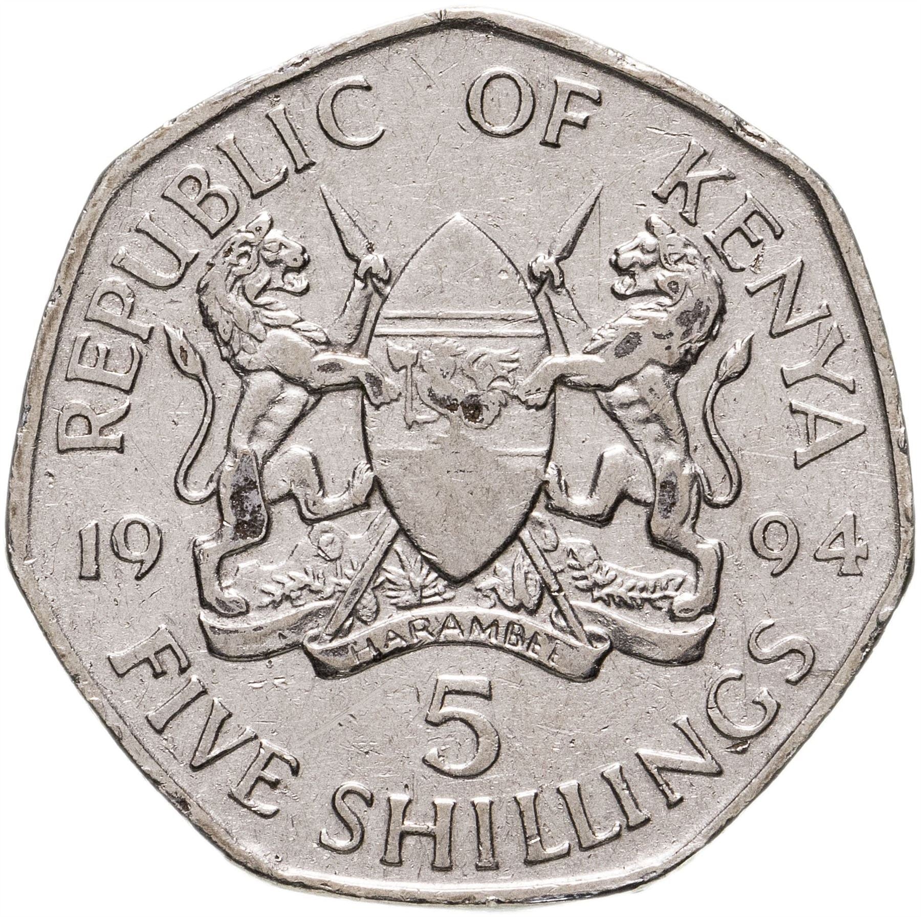 Kenya 5 Shillings Coin | KM23a | 1994