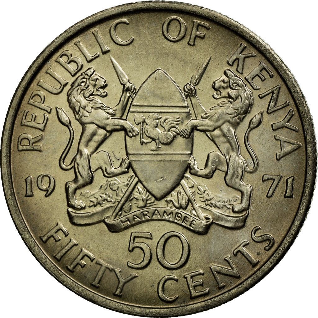 Kenya 50 Cents | Mzee Jomo Kenyatta Coin | KM13 | 1969 - 1978