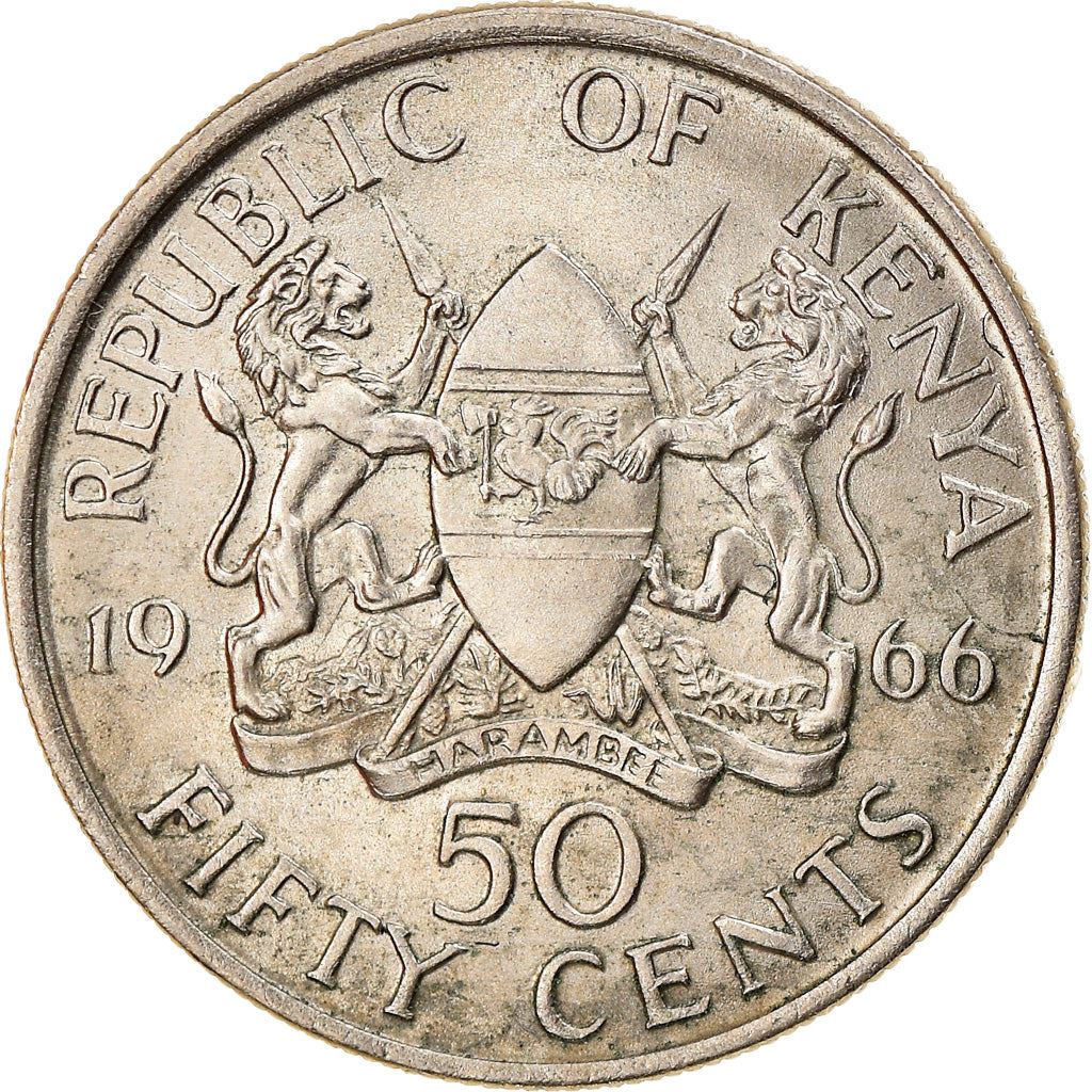 Kenya 50 Cents | Mzee Jomo Kenyatta Coin | KM4 | 1966 - 1968