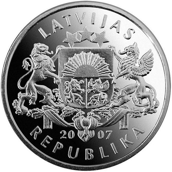 Latvia 1 Lats Coin | Snowman | Broom | KM85 | 2007