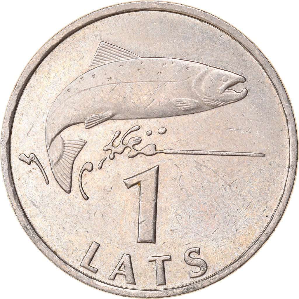 Latvia Coin Latvian 1 Lats | Salmon | Lion | Griffin | KM12 | 1992 - 2008