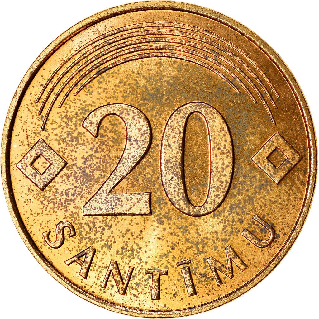 Latvia Coin Latvian 20 Santimu | KM22.1 | 1992 - 2009