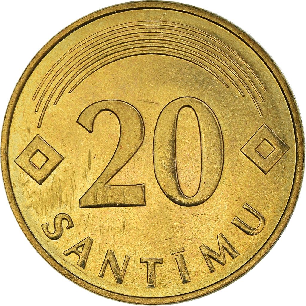 Latvia Coin Latvian 20 Santimu | KM22.1 | 1992 - 2009