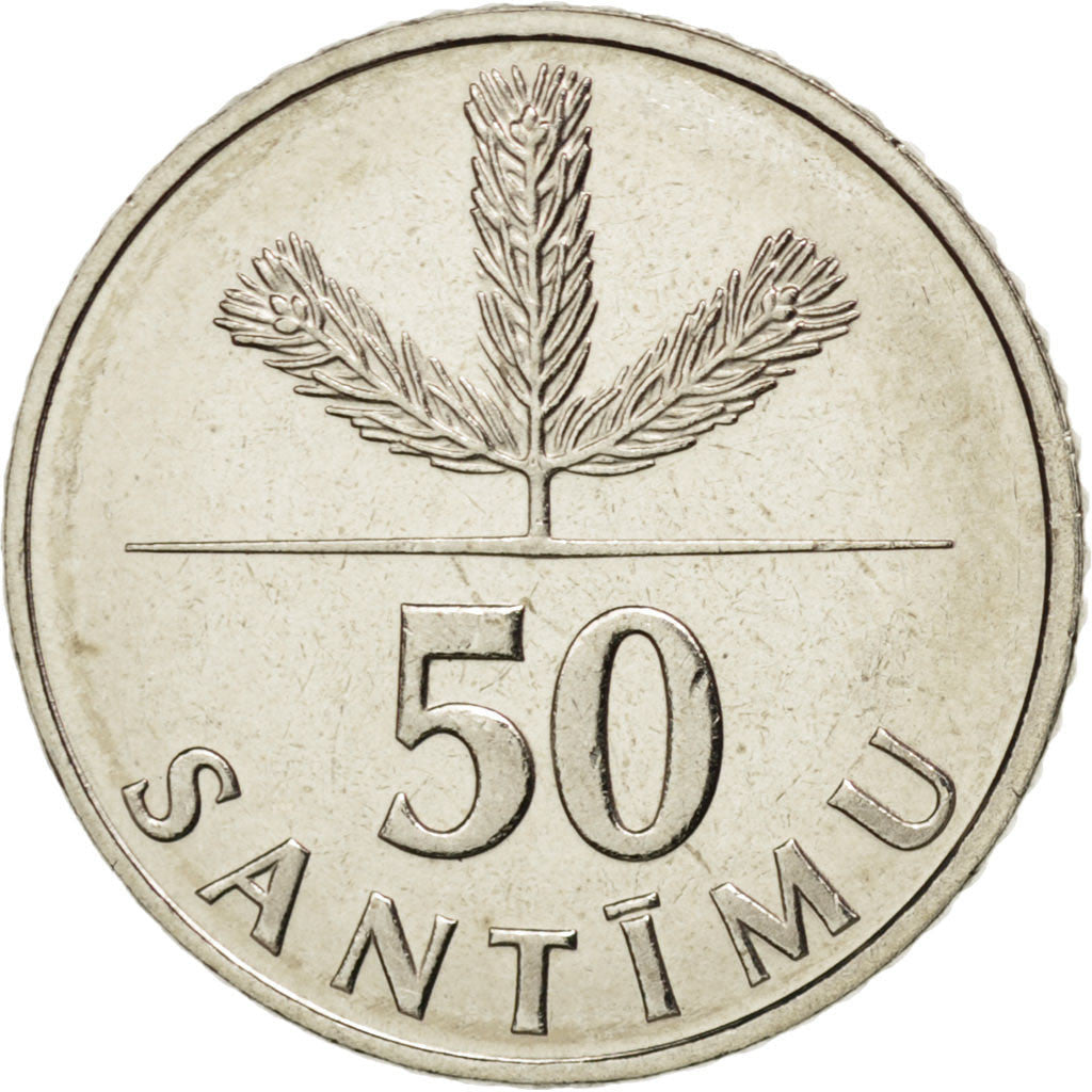 Latvia Coin Latvian 50 Santimu | Pine Tree | KM13 | 1992 - 2009