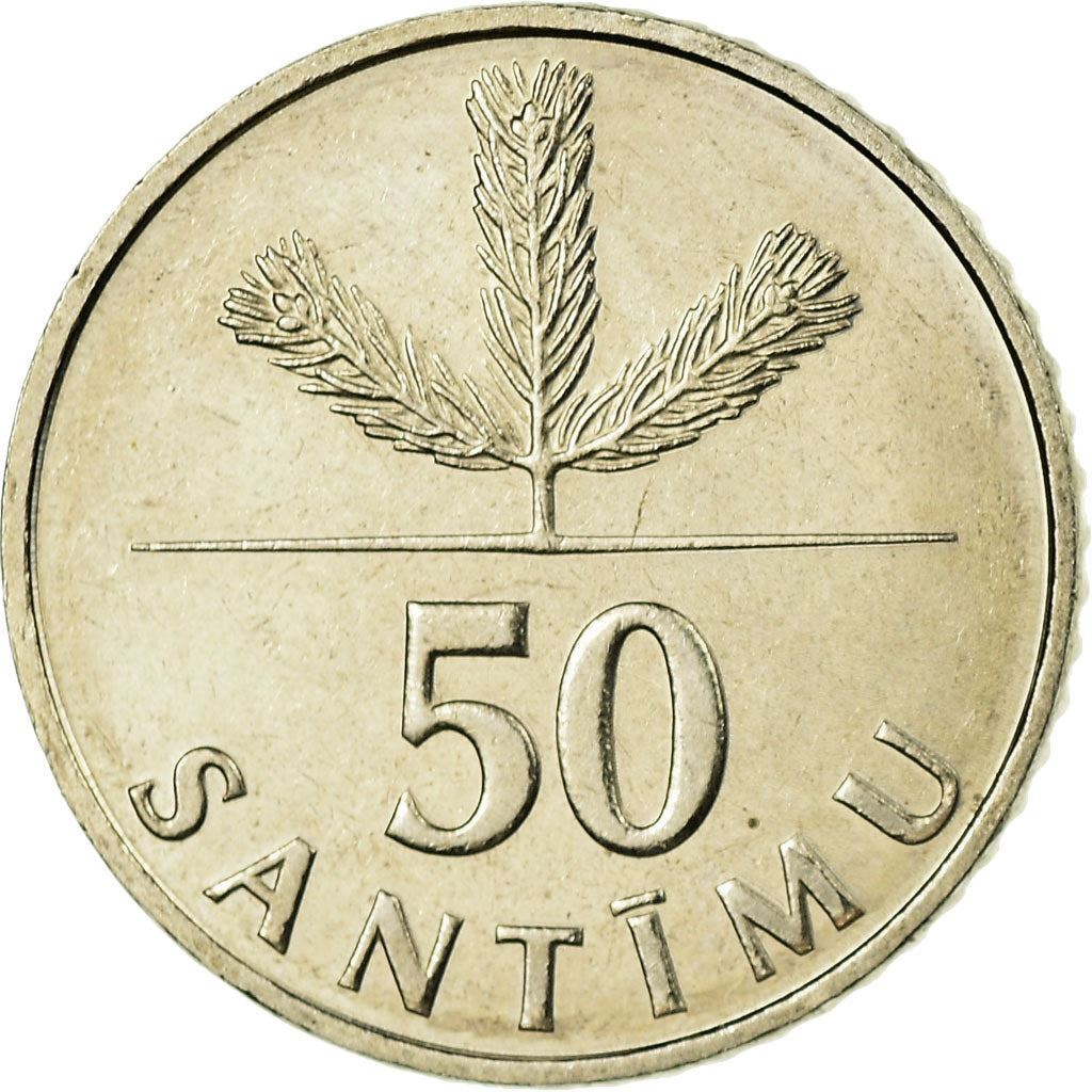 Latvia Coin Latvian 50 Santimu | Pine Tree | KM13 | 1992 - 2009