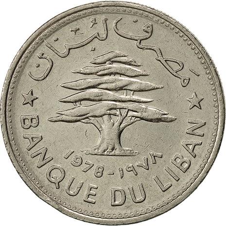 Lebanon | 50 Qirsha / Piastres Coin | Cedar Tree | KM28.1 | 1968 - 1978