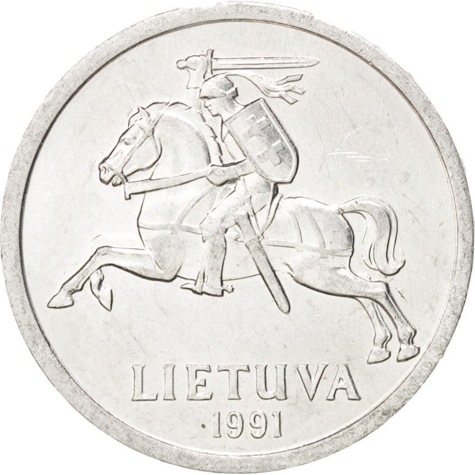 Lithuania Coin Lithuanian 1 Centas | Vytis | Horse | Knight | KM85 | 1991