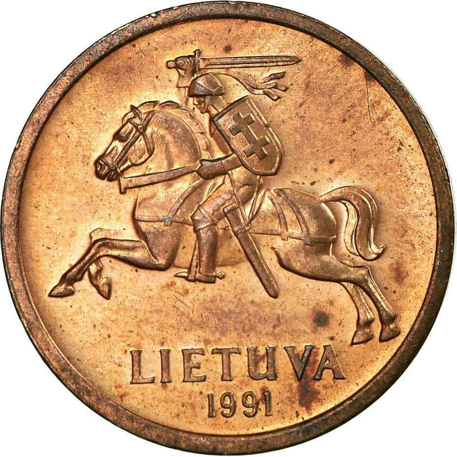 Lithuania Coin Lithuanian 20 Centų | Vytis | Knight | Horse | KM89 | 1991