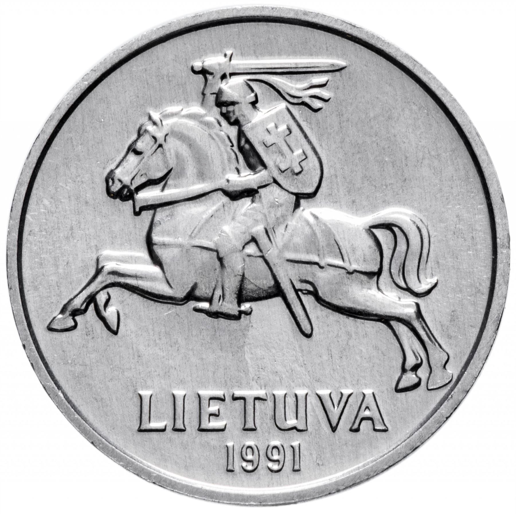 Lithuania Coin Lithuanian 5 Centai | Vytis | Horse | Knight | KM87 | 1991