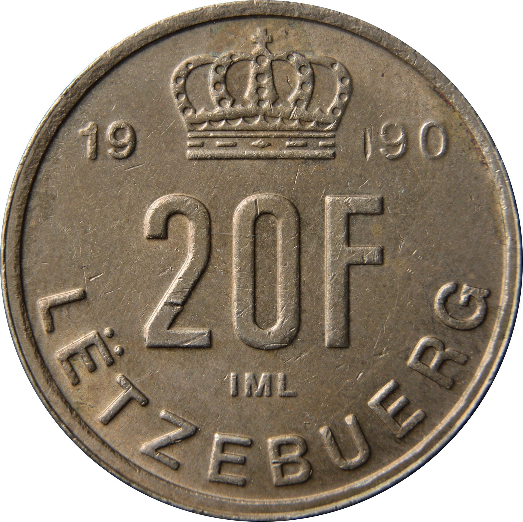 Luxembourg | 20 Francs Coin | Prince Jean | 1990 - 1995