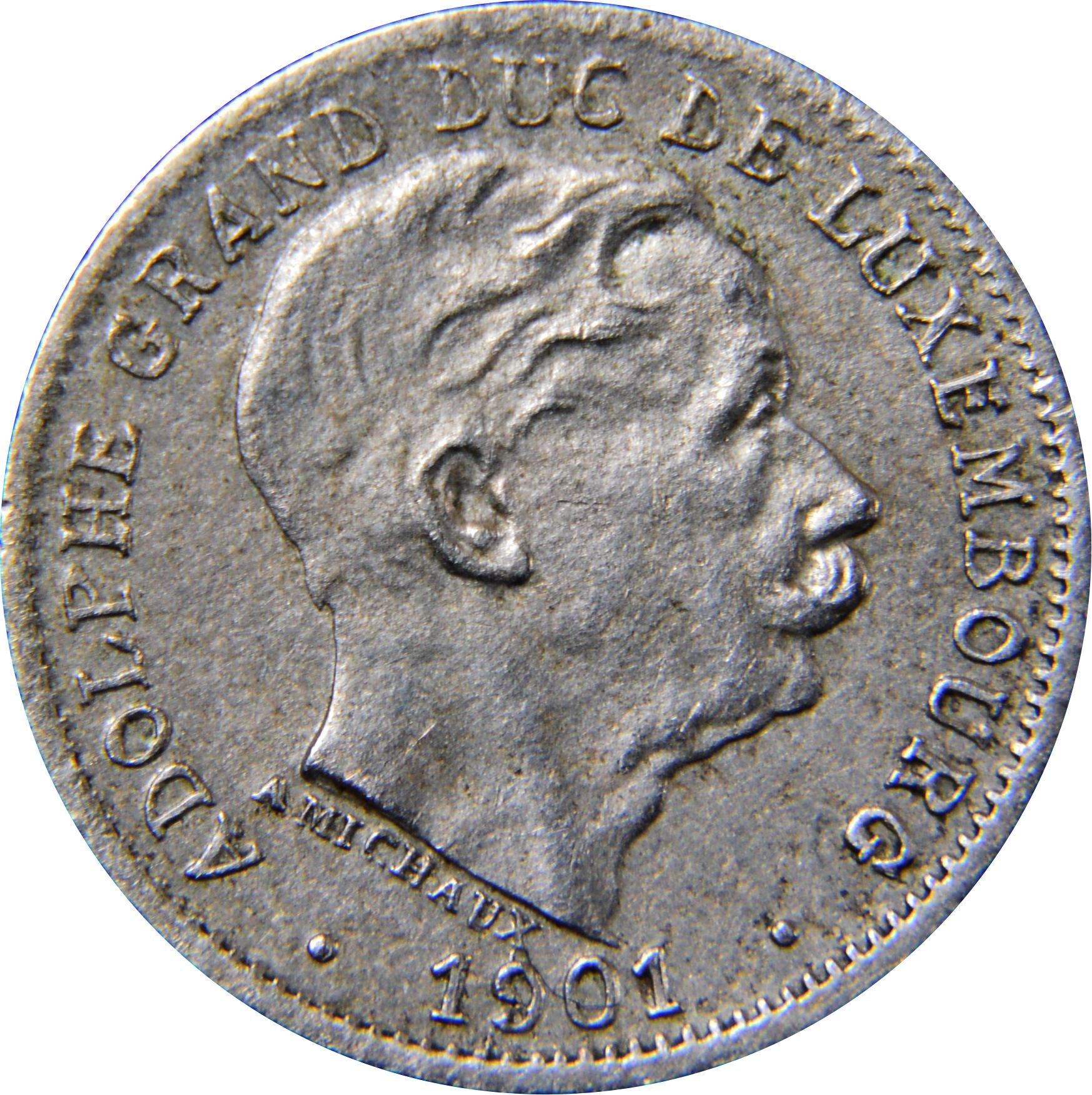 Luxembourg | 5 Centimes Coin | Adolphe | KM24 | 1901