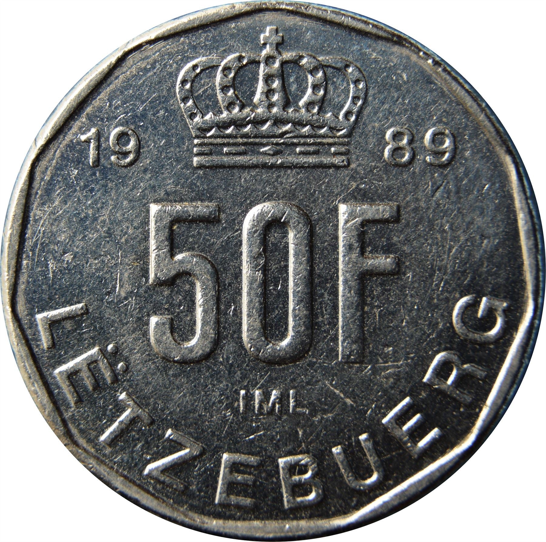 Luxembourg | 50 Francs Coin | Prince Jean | KM66 | 1989 - 1995