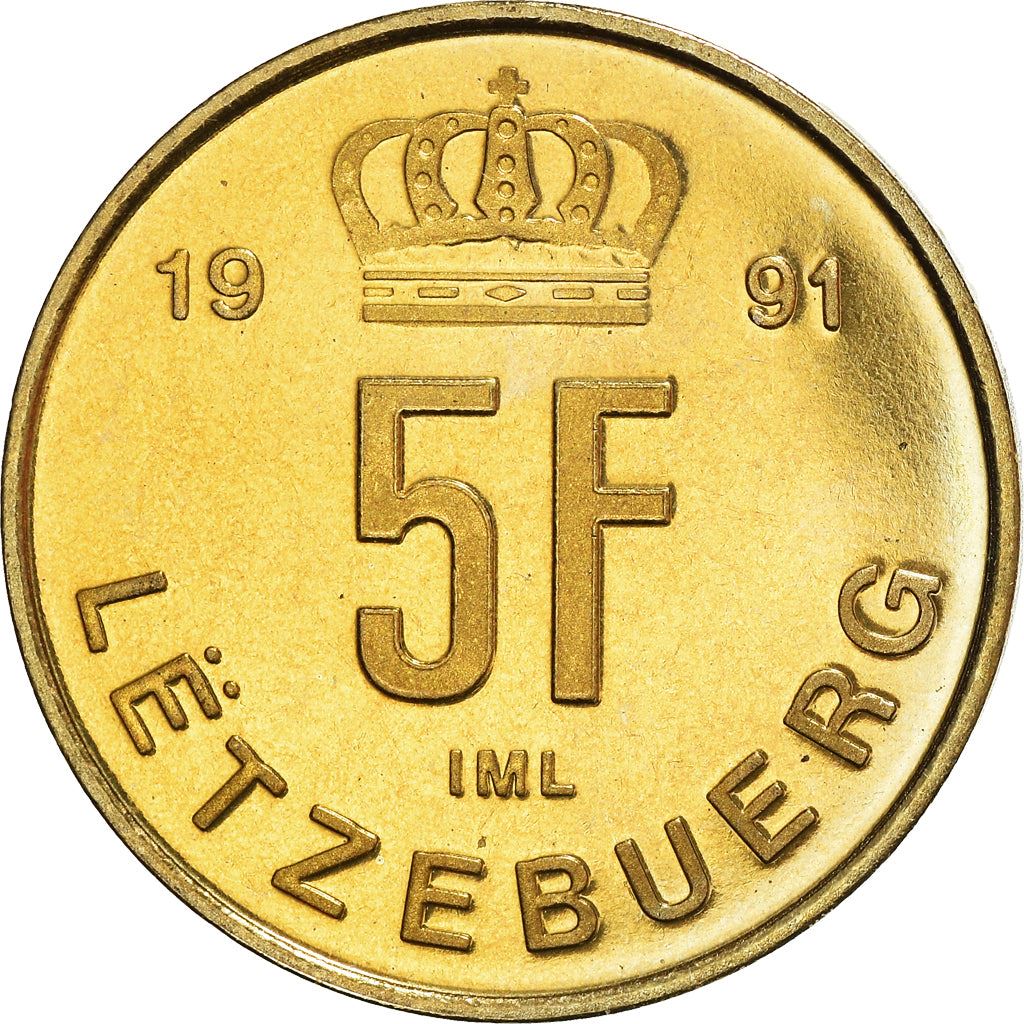 Luxembourg Coin Luxembourger 5 Francs | Prince Jean | KM65 | 1989 - 1995