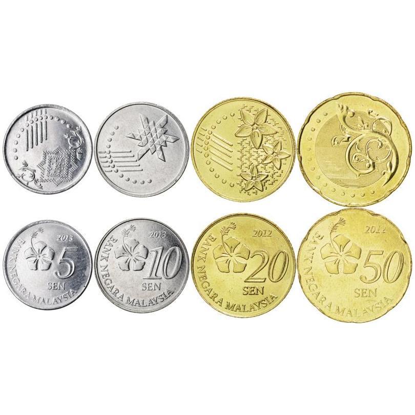 Malaysia | 4 Coin Set | 5 10 20 50 Sen | Hibiscus | Hibiscus flower | 2011 - 2024