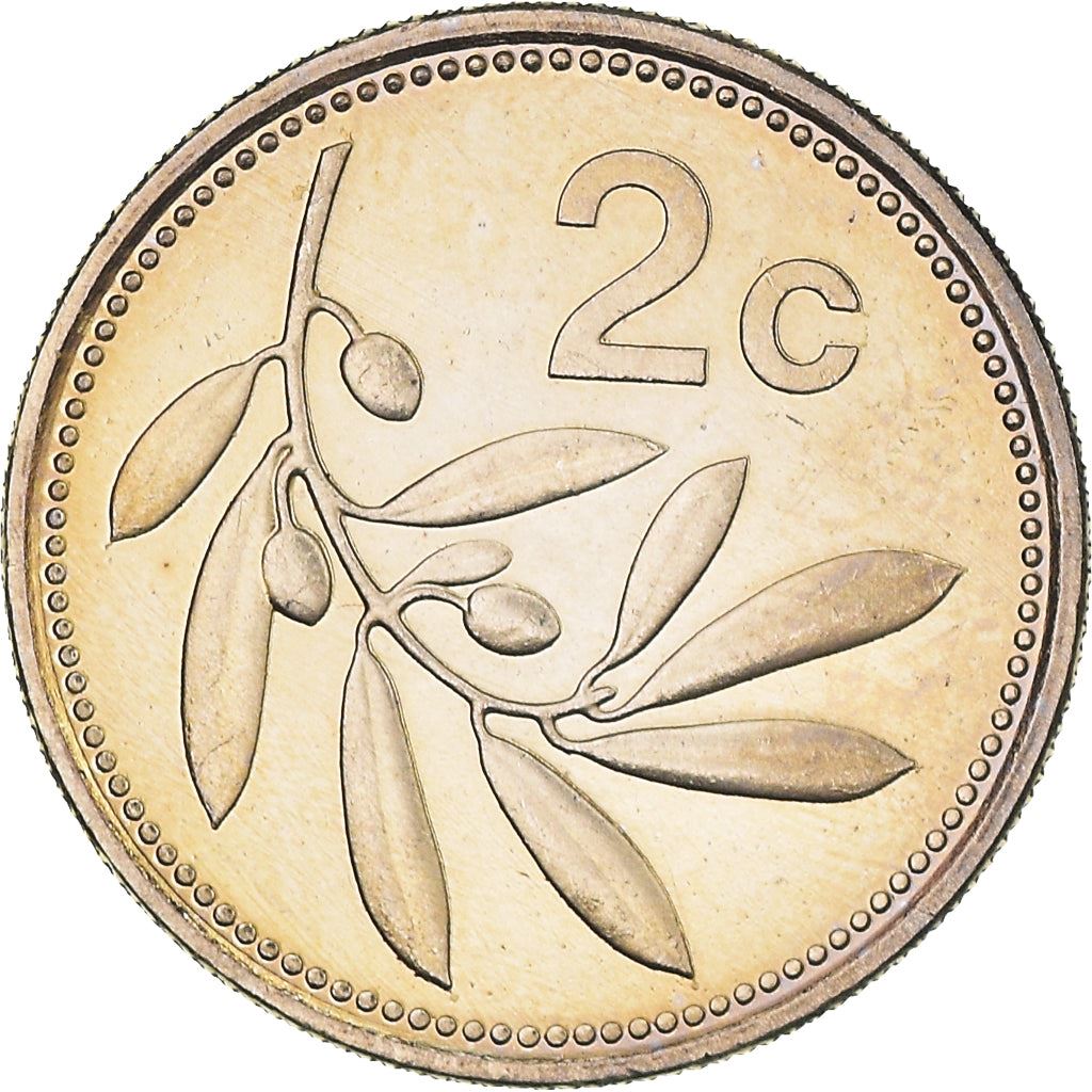 Malta Coin Maltese 2 Cents | Olive Branch | KM94 | 1991 - 2007