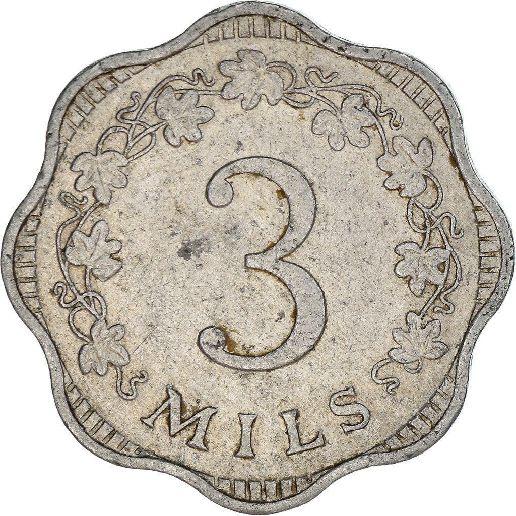 Malta Coin Maltese 3 Mils | Bee | Honeycomb | KM6 | 1972 - 2006