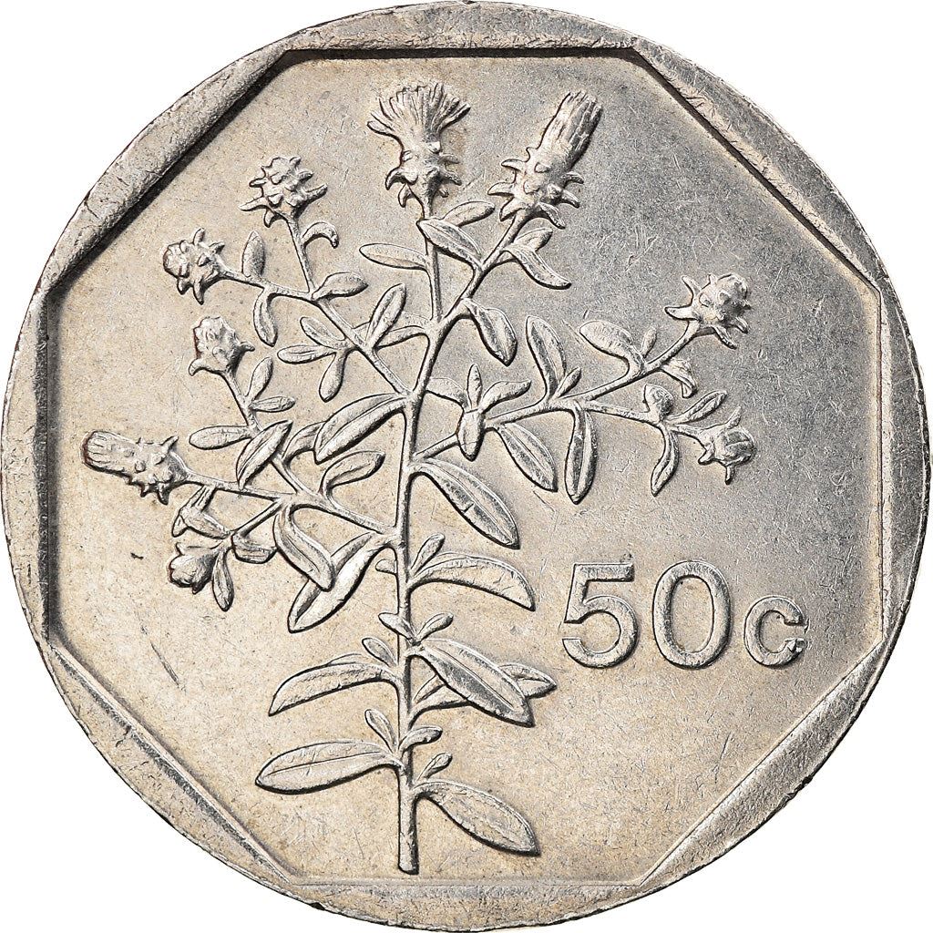 Malta Coin Maltese 50 Cents | Chiliadenus Bocconei | Plant | KM98 | 1991 - 2007