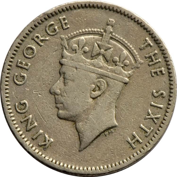 Mauritius 1/4 Rupee Coin | King George VI | Lotus | KM27 | 1950 - 1951