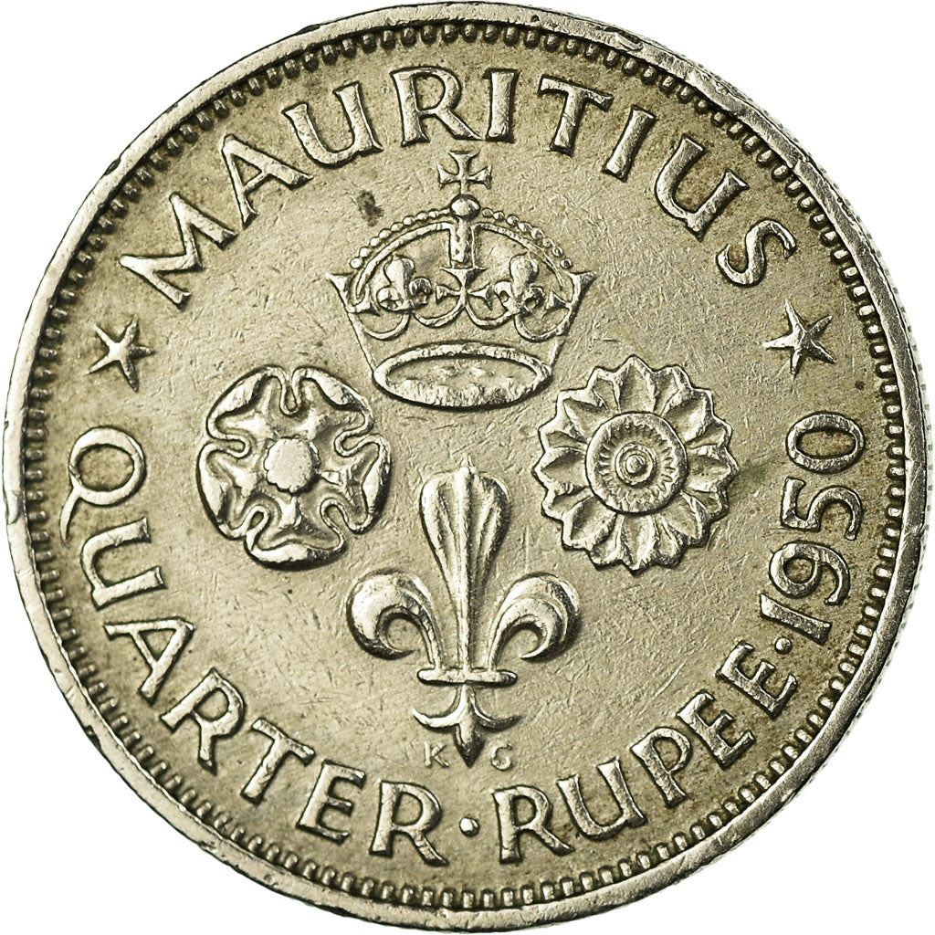 Mauritius 1/4 Rupee Coin | King George VI | Lotus | KM27 | 1950 - 1951