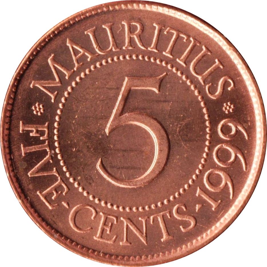 Mauritius 5 Cents - Seewoosagur Ramgoolam Coin | KM52 | 1987 - 2017