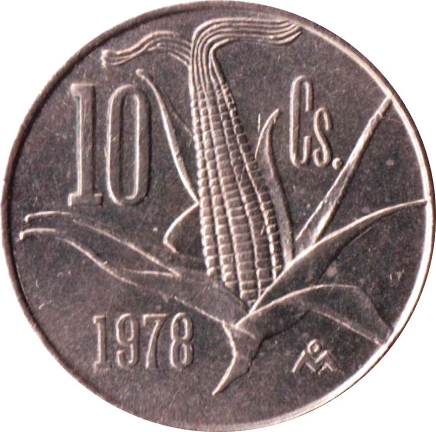 Mexico 10 Centavos Coin | Eagle | Corn ear | KM434 | 1974 - 1980