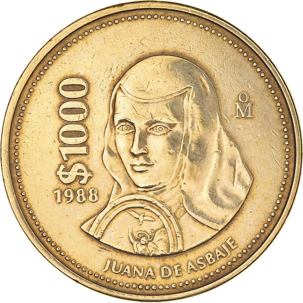 Mexico 1000 Pesos | Sor Juana Inés de la Cruz | Joan Agnes Coin | KM536 | 1988 - 1992