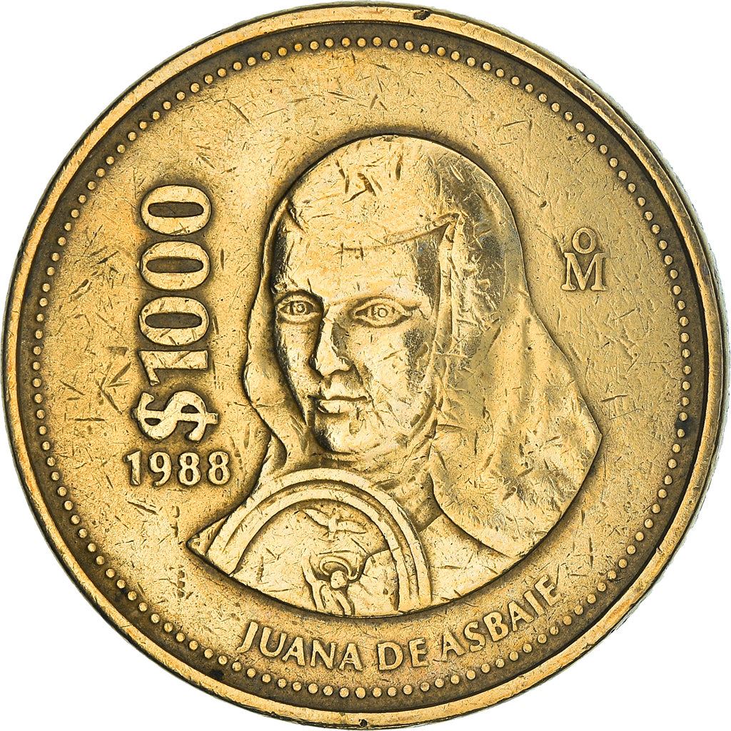 Mexico 1000 Pesos | Sor Juana Inés de la Cruz | Joan Agnes Coin | KM536 | 1988 - 1992