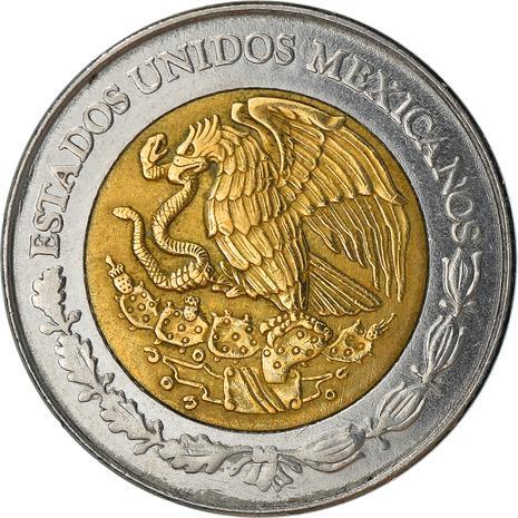 Mexico 2 Nuevos Pesos | Anillo de los Días | Aztec calendar Coin | KM551 | 1992 - 1995