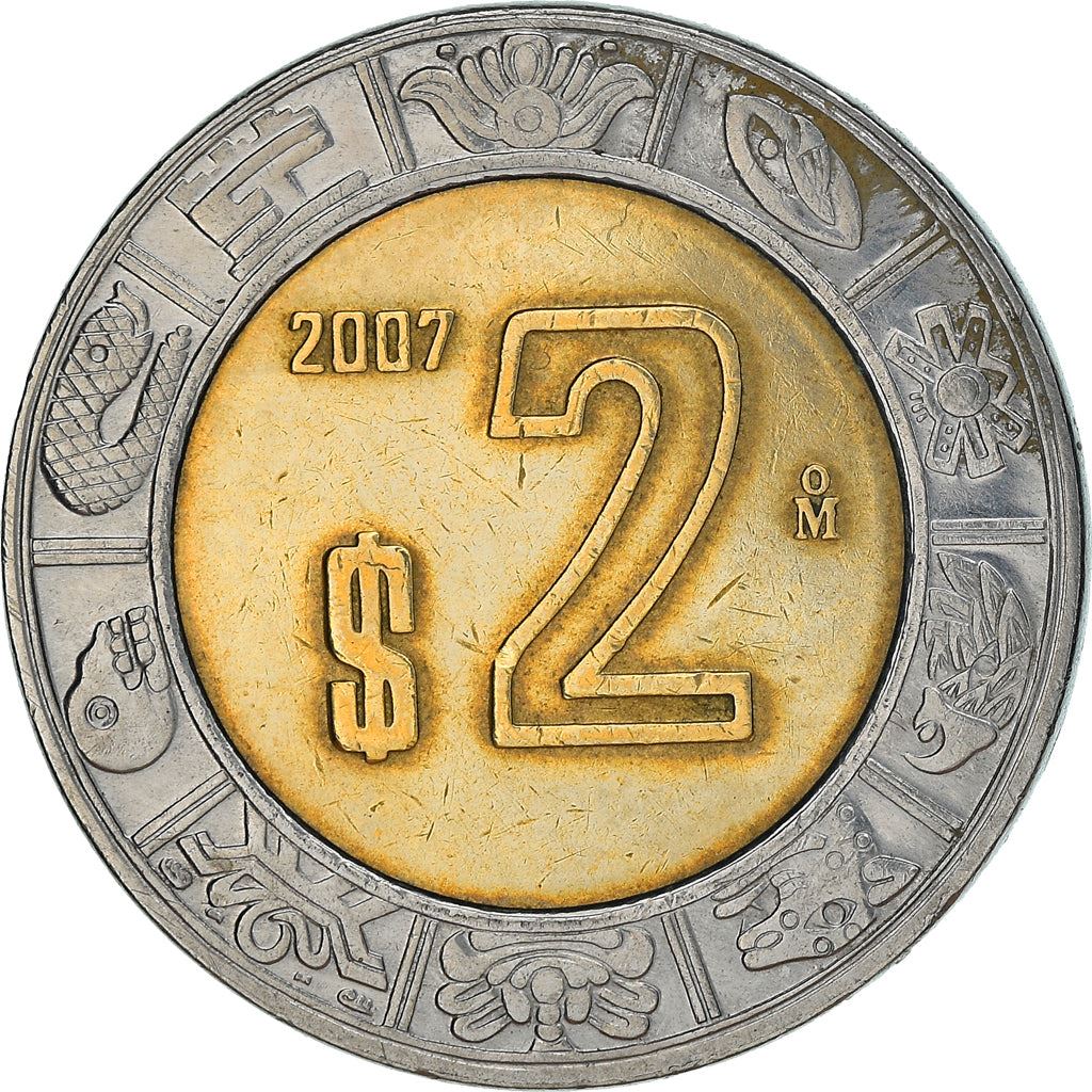 Mexico 2 Pesos | Aztec calendar | Piedra del Sol Coin | KM604 | 1996 - 2021