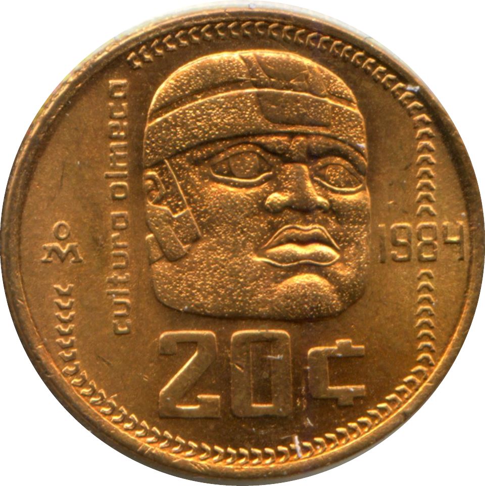 Mexico | 20 Centavos Coin | Eagle | Olmeca giant | KM491 | 1983 - 1984