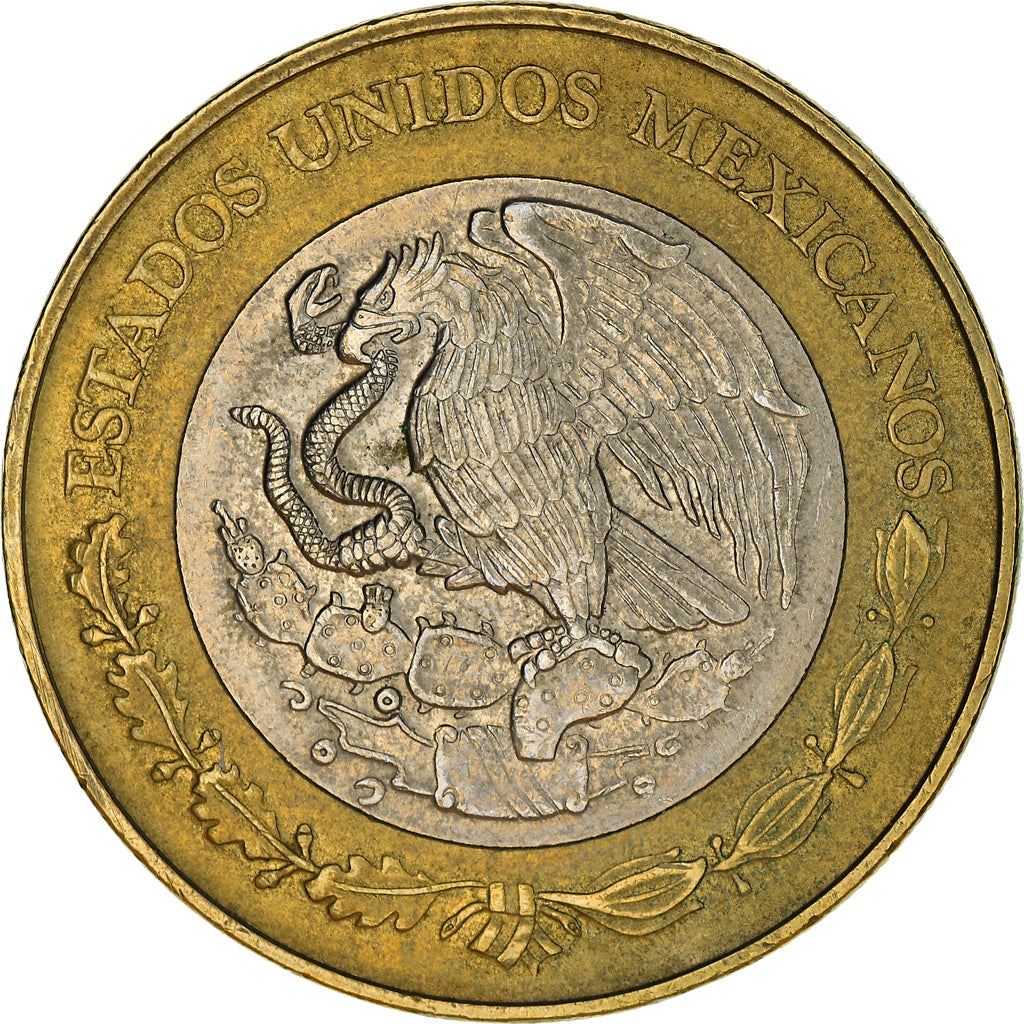 Mexico | 20 Pesos Coin | Xiuhtecuhtli | Crest | Eagle | Aztec deity | KM637 | 2000 - 2001