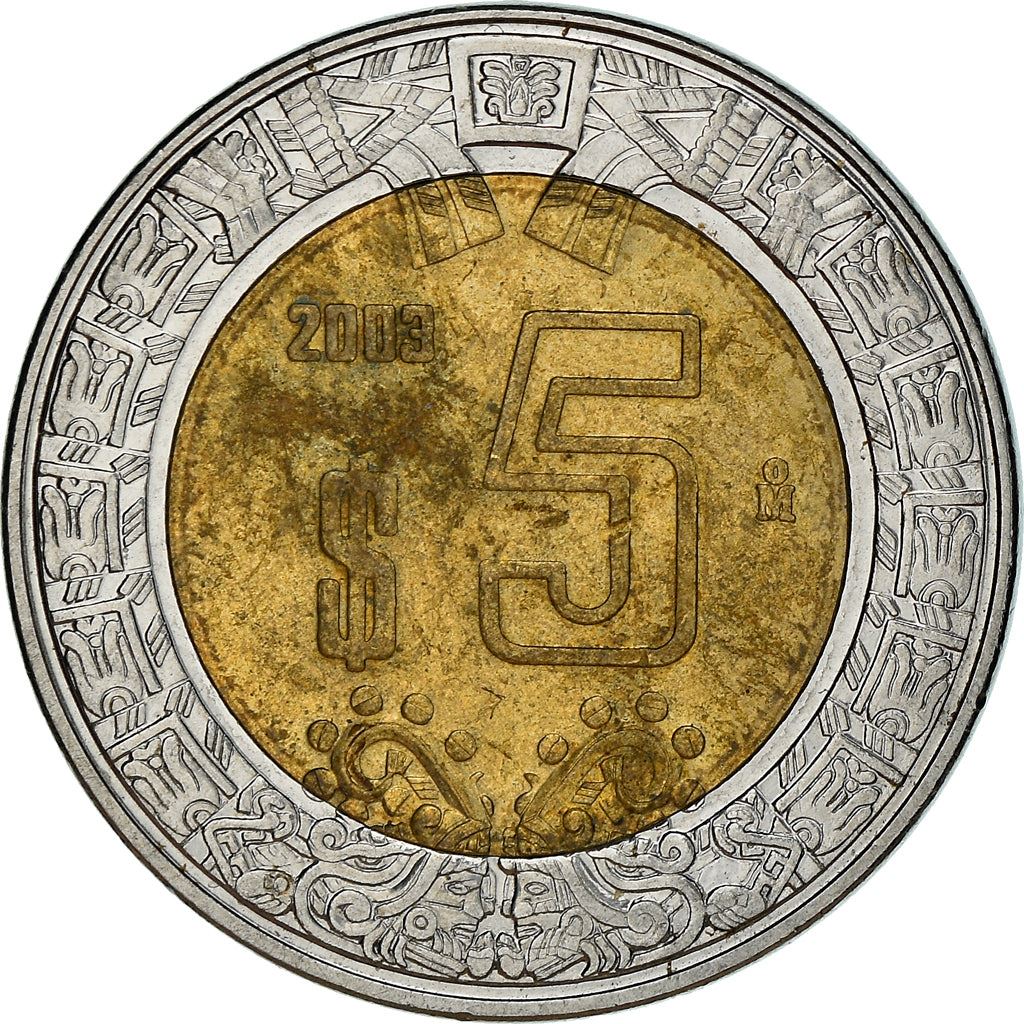 Mexico 5 Pesos | Aztec sun stone | Serpents ring | Eagle Coin | KM605 | 1997 - 2021