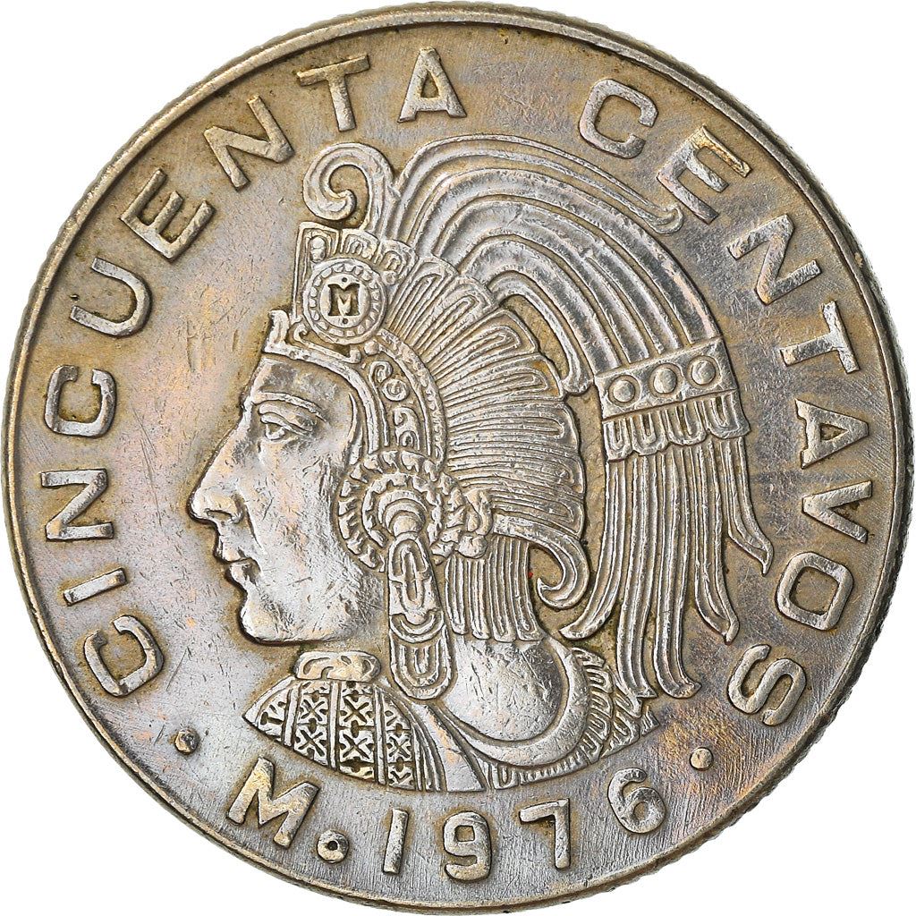 Mexico 50 Centavos |King Cuauhtemoc | Feather crown Coin | KM452 | 1970 - 1983