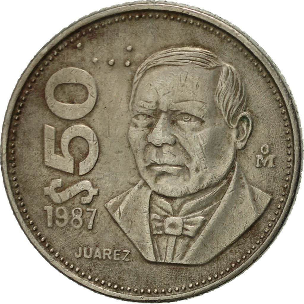 Mexico 50 Pesos | Benito Pablo Juárez García | Eagle | Shield Coin | KM495 | 1984 - 1988