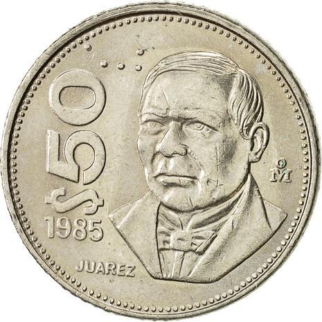 Mexico 50 Pesos | Benito Pablo Juárez García | Eagle | Shield Coin | KM495 | 1984 - 1988