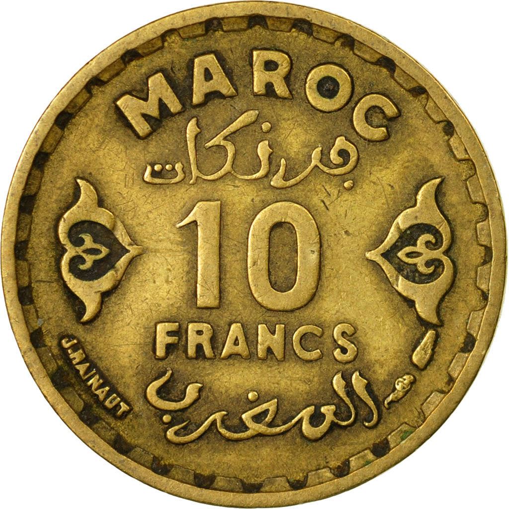 Morocco 10 Francs - Mohammed V Coin Y49 1952