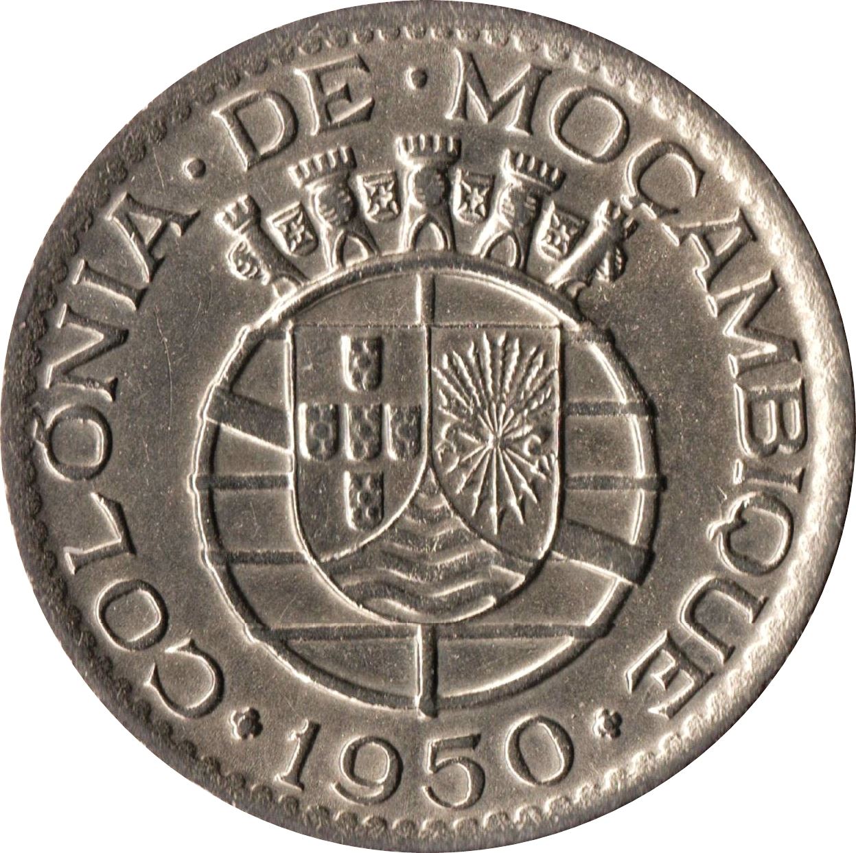 Mozambique 1 Escudo Coin | Military Order Of Christ | KM77 | 1950 - 1951