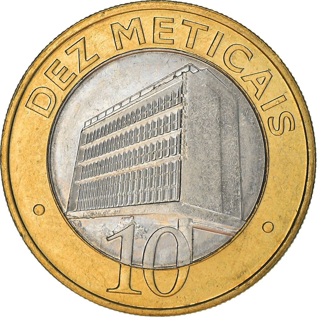 Mozambique | 10 Meticais Coin | Bank Building | KM140 | 2006 - 2012