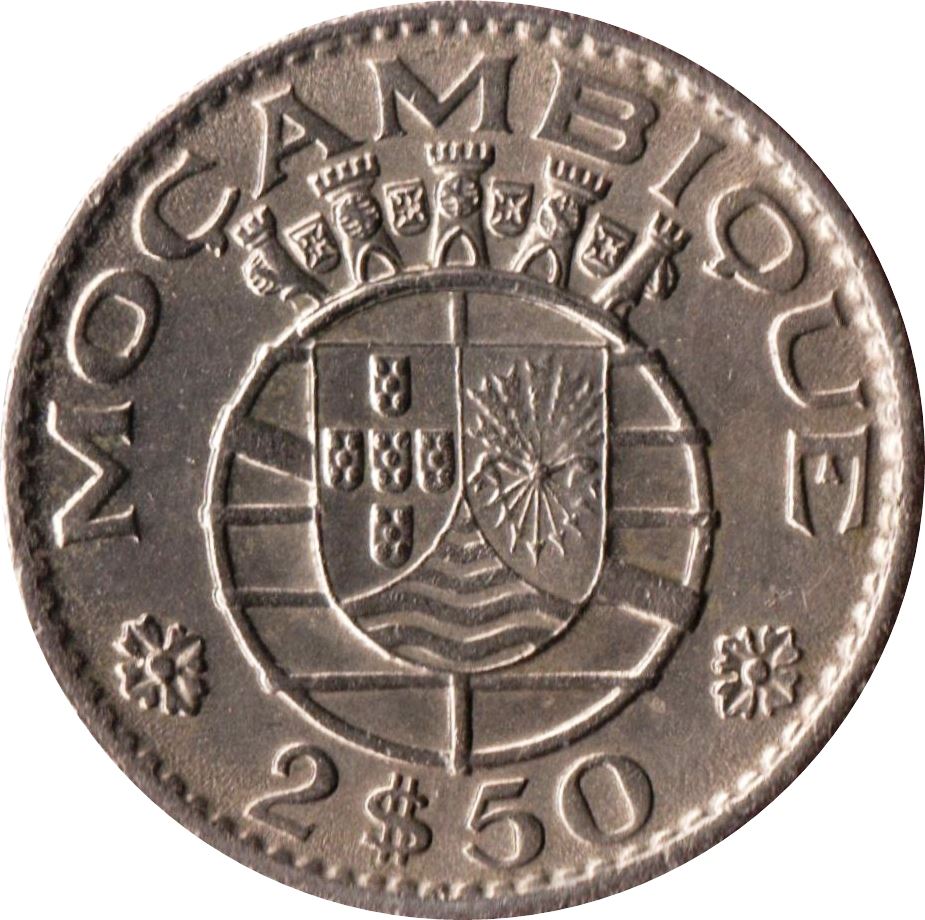 Mozambique 2,50 Escudos Coin | Military Order Of Christ | KM78 | 1952 - 1973