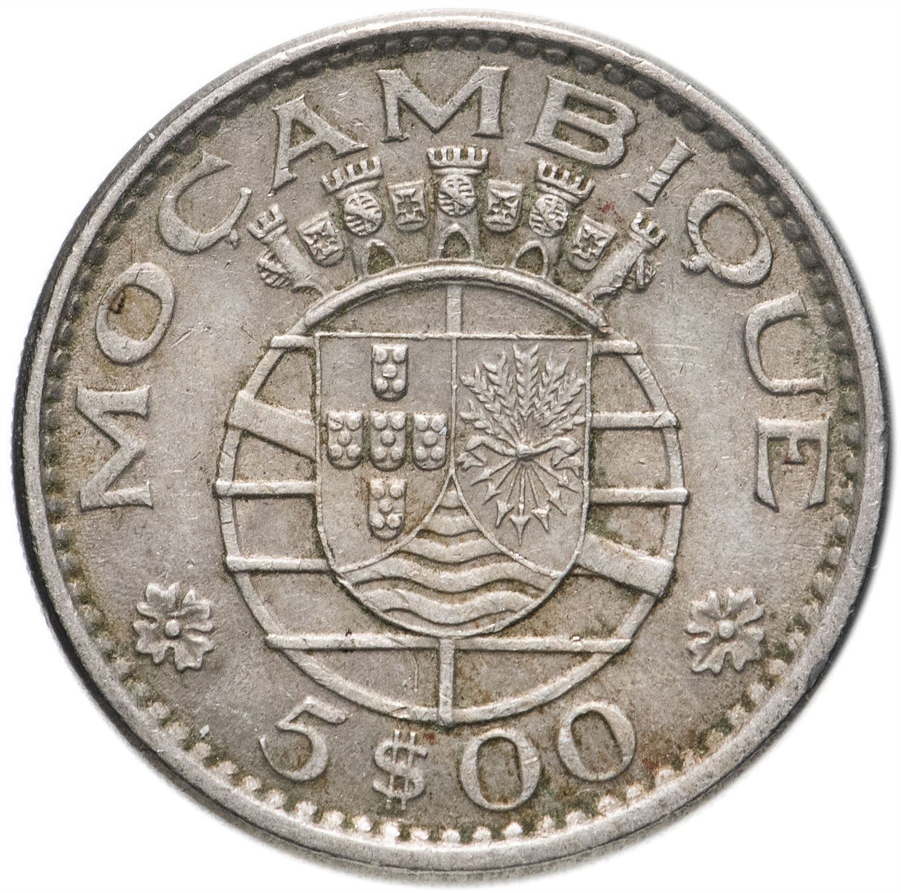 Mozambique 5 Escudos Coin | Military Order Of Christ | KM86 | 1971 - 1973