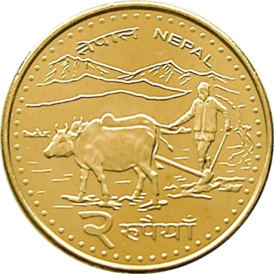 Nepal Coin Nepali 2 Rupees | Mount Everest | Water Buffalos | KM1188 | 2006 - 2009